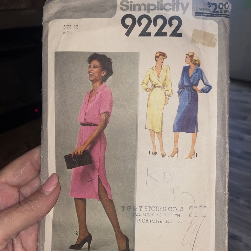 9222 Simplicity SEWING Pattern Misses 1970s MOCK WRAP DRESS Size 12 Uncut - Picture 1 of 2